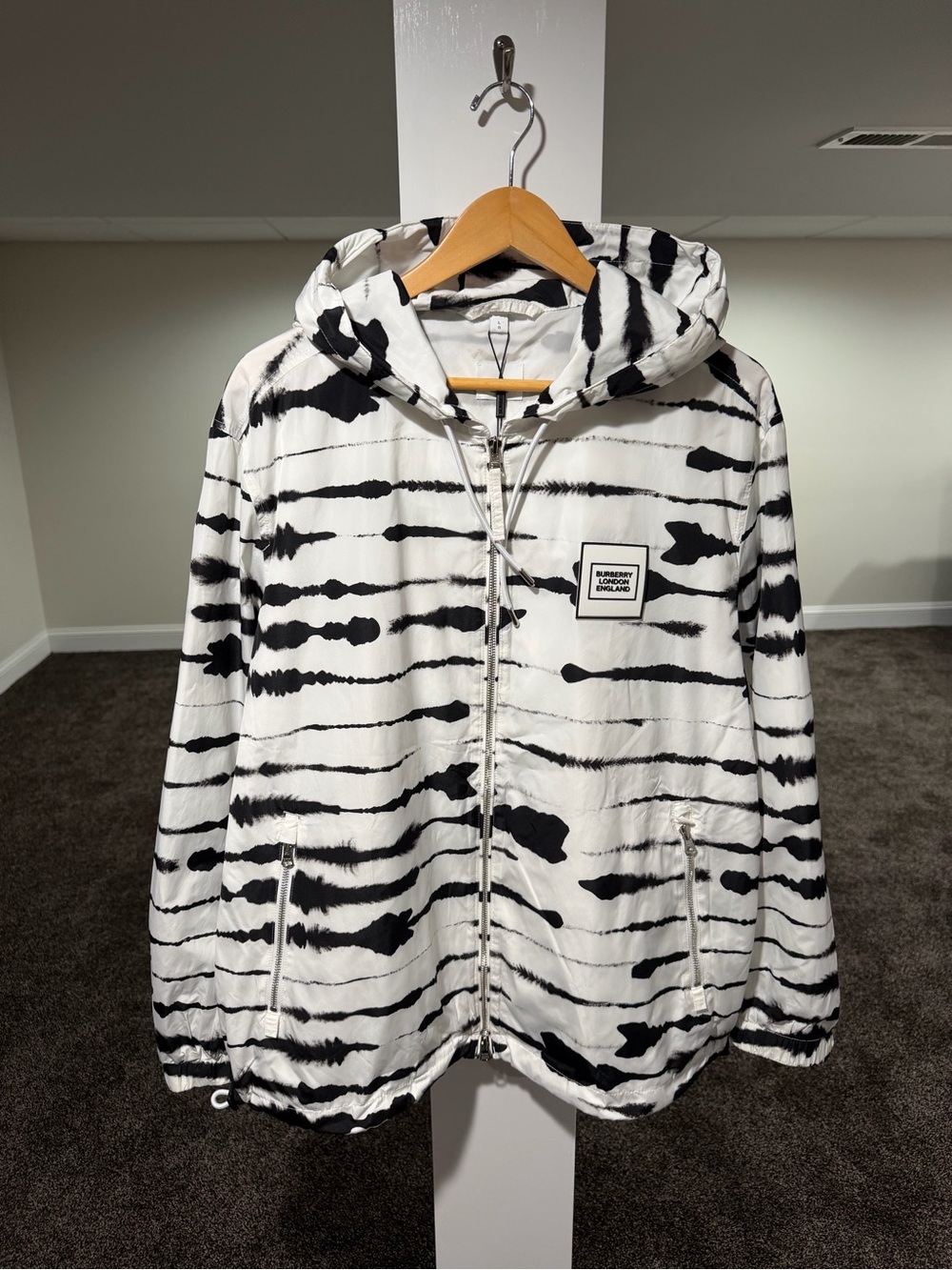 Burberry Tisci Watercolor Abstract Econyl Print Logo Windbreaker Zip Up Hoodie